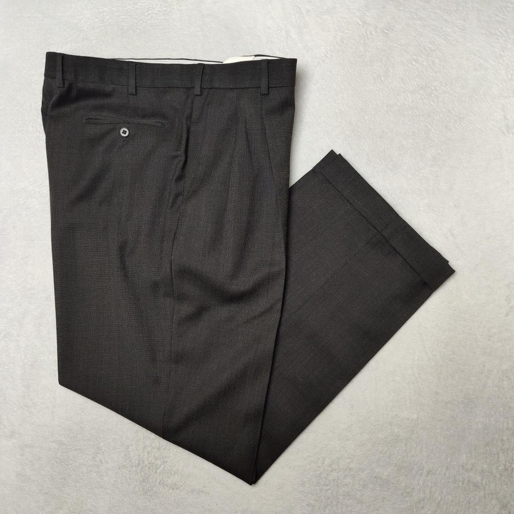Zanella Pants Mens 38x30 Gray Wool Tweed Pleated Bennett Italy Dress Slacks Suit